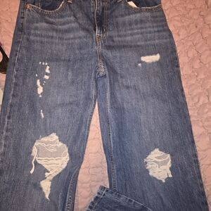 Levi's Women's Straight Leg Ripped Blue Jeans